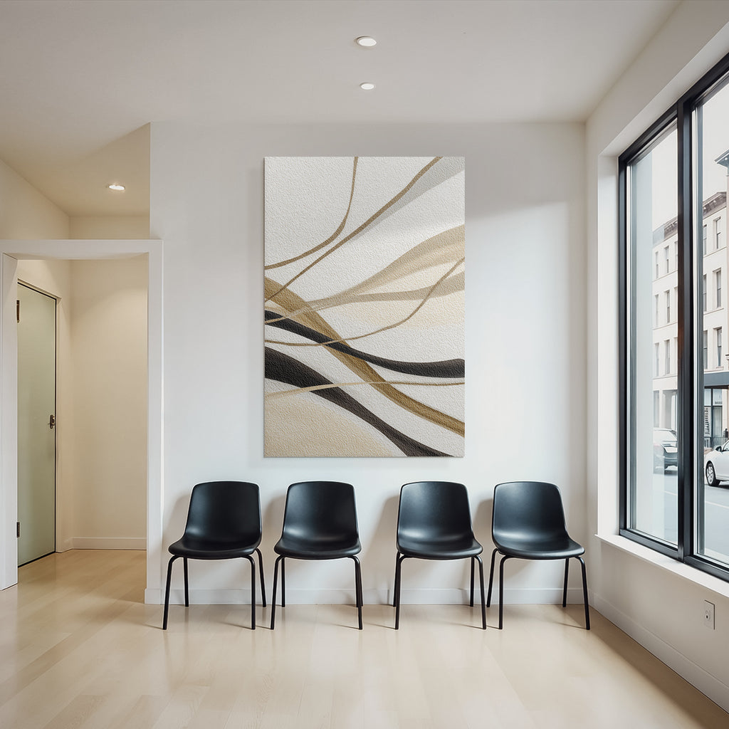 Abstraktes Design Fliessende Linien Beige Braun Schwarz Weisser Hintergrund