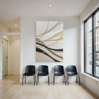 Abstraktes Design Fliessende Linien Beige Braun Schwarz Weisser Hintergrund