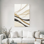 Abstraktes Design Fliessende Linien Beige Braun Schwarz Weisser Hintergrund