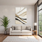 Abstraktes Design Fliessende Linien Beige Braun Schwarz Weisser Hintergrund