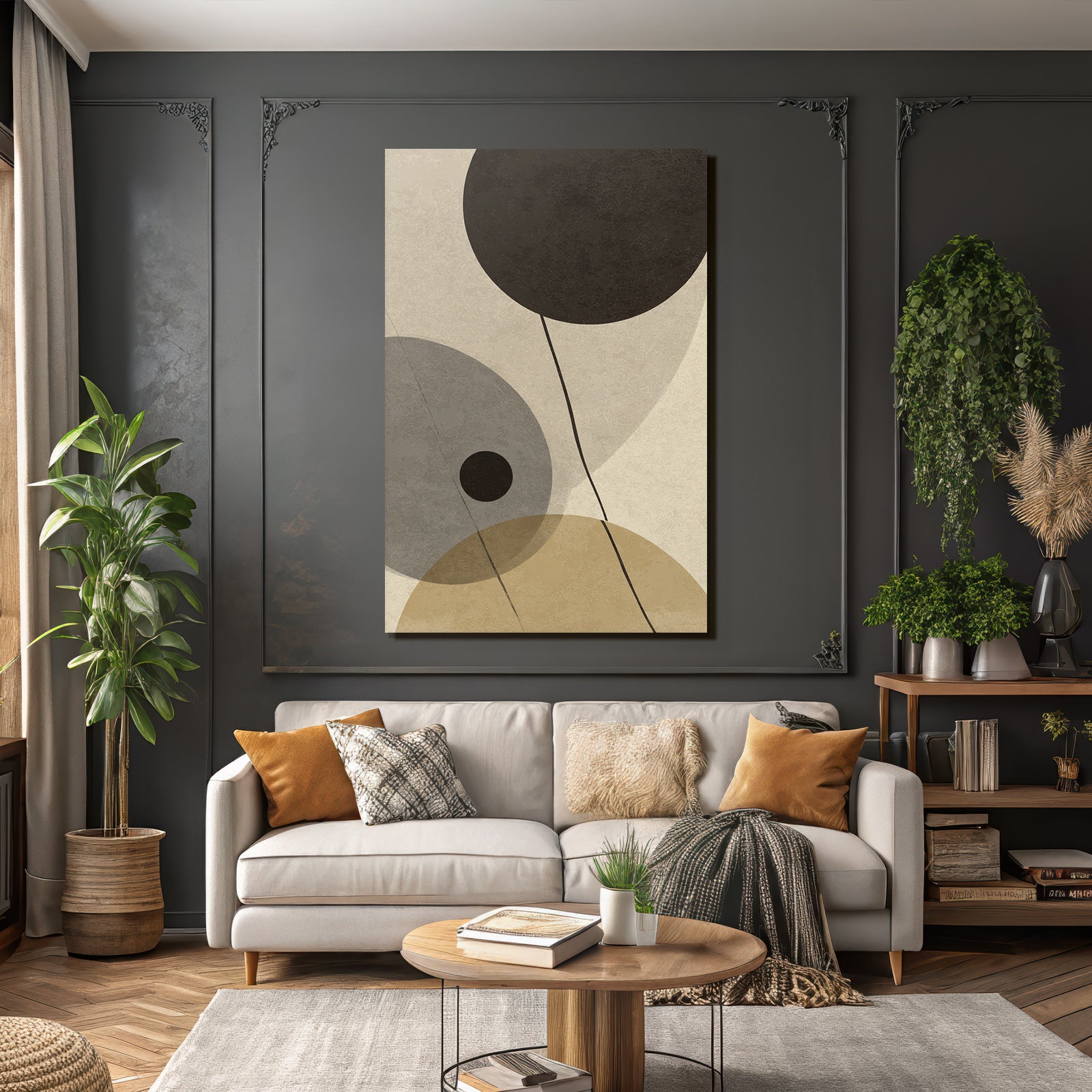 Abstraktes Design Geometrische Formen Schwarz Grau Beige
