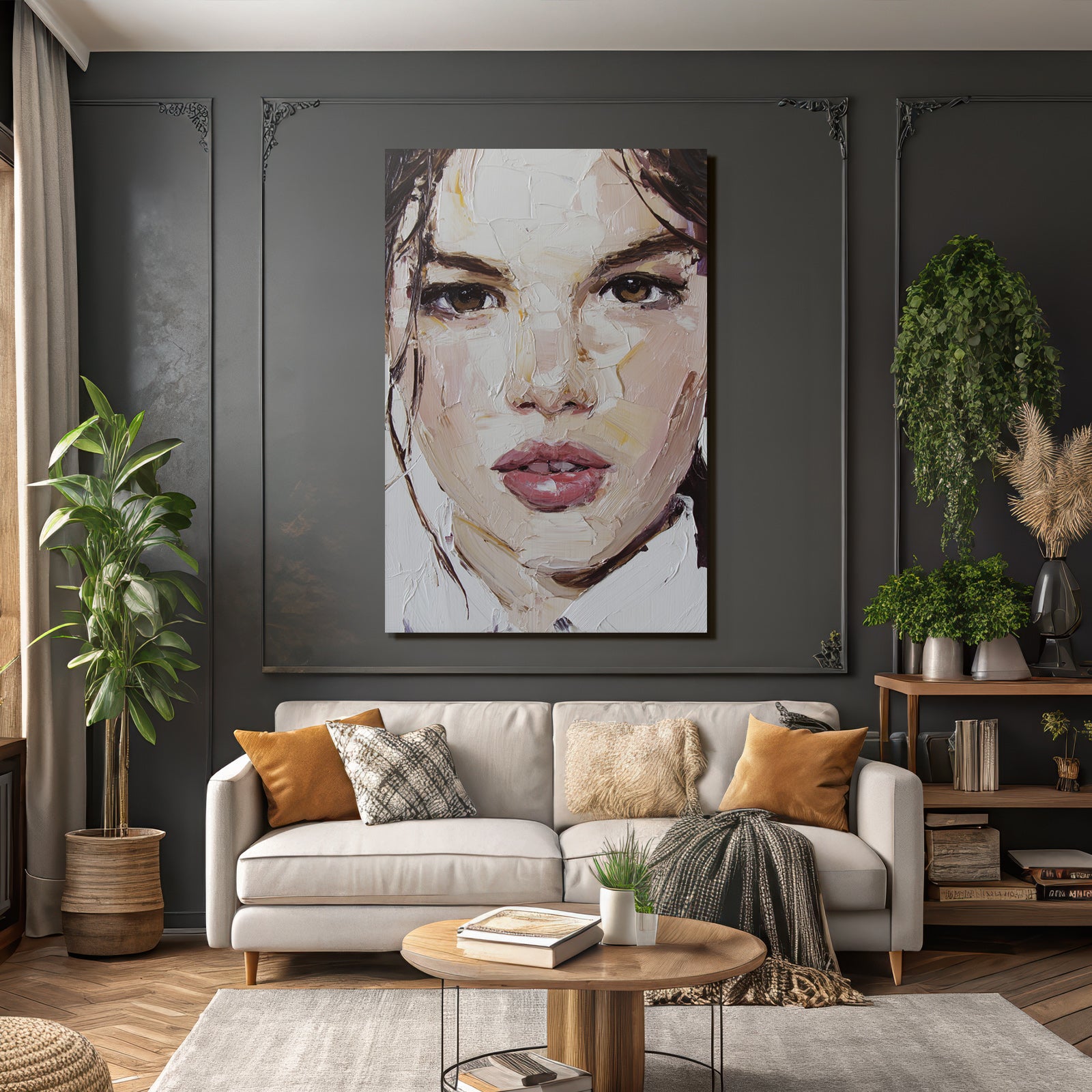 Gemaelde Portrait Nahaufnahme Ausdrucksvoll Semi Abstrakt
