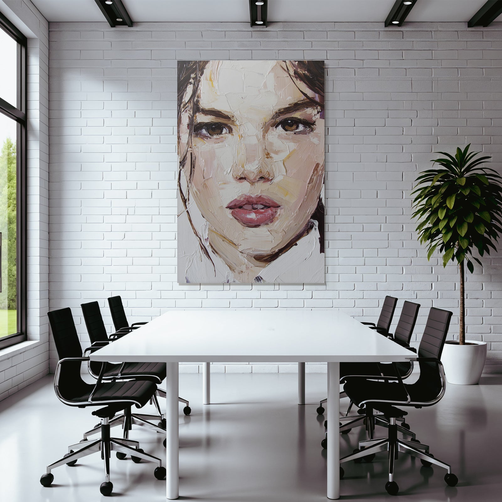 Gemaelde Portrait Nahaufnahme Ausdrucksvoll Semi Abstrakt