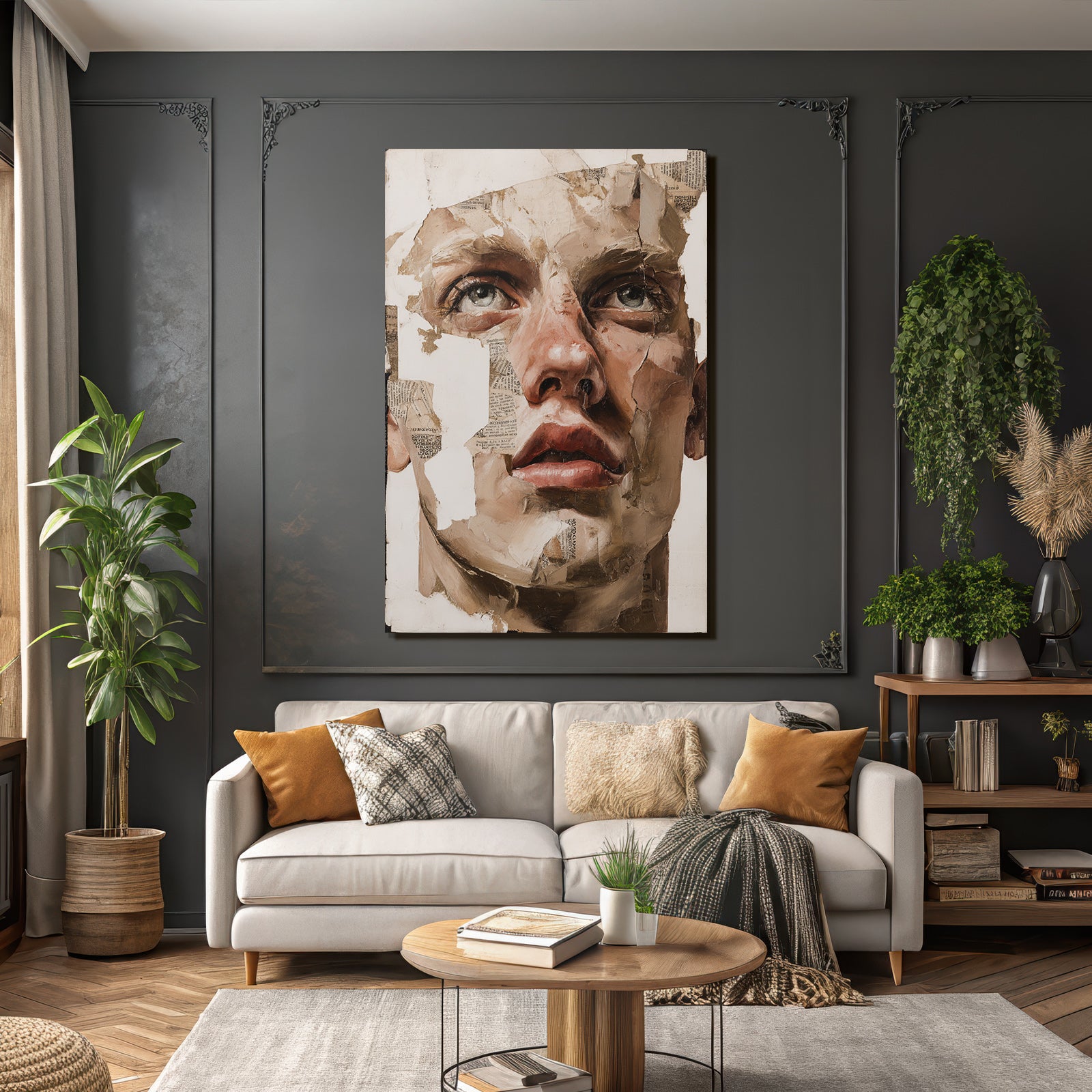 Gemischte Media Portraet Menschliches Gesicht Collage Kunst