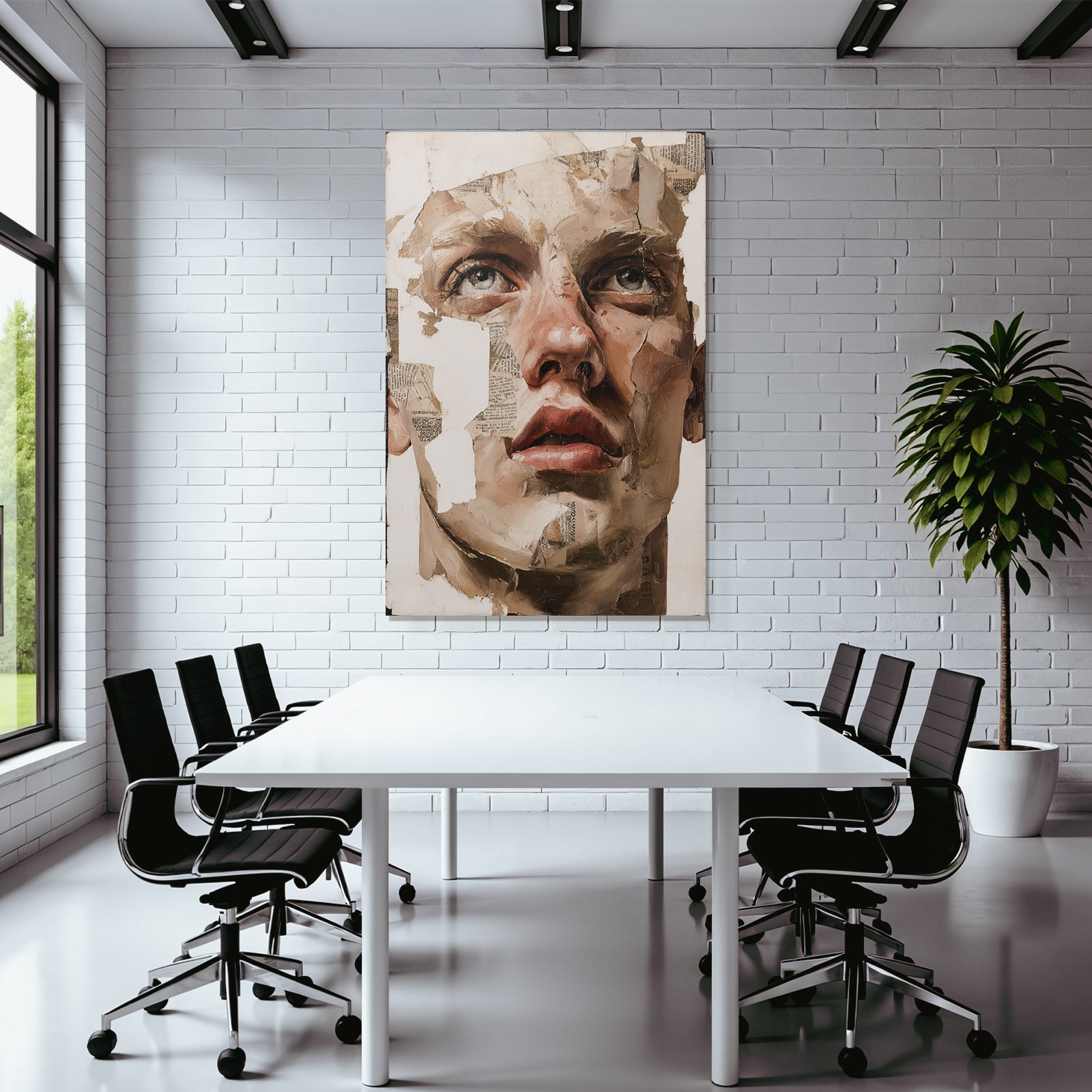 Gemischte Media Portraet Menschliches Gesicht Collage Kunst