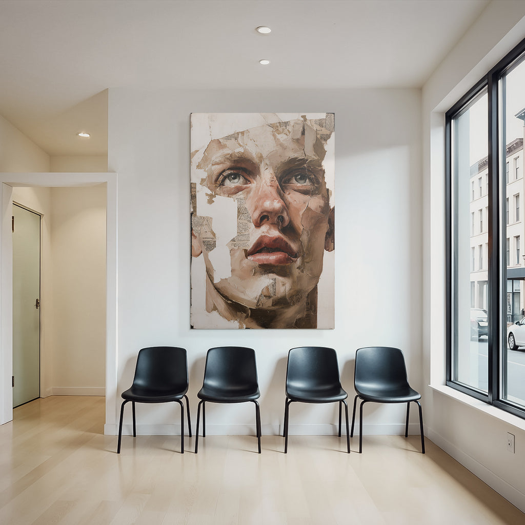 Gemischte Media Portraet Menschliches Gesicht Collage Kunst