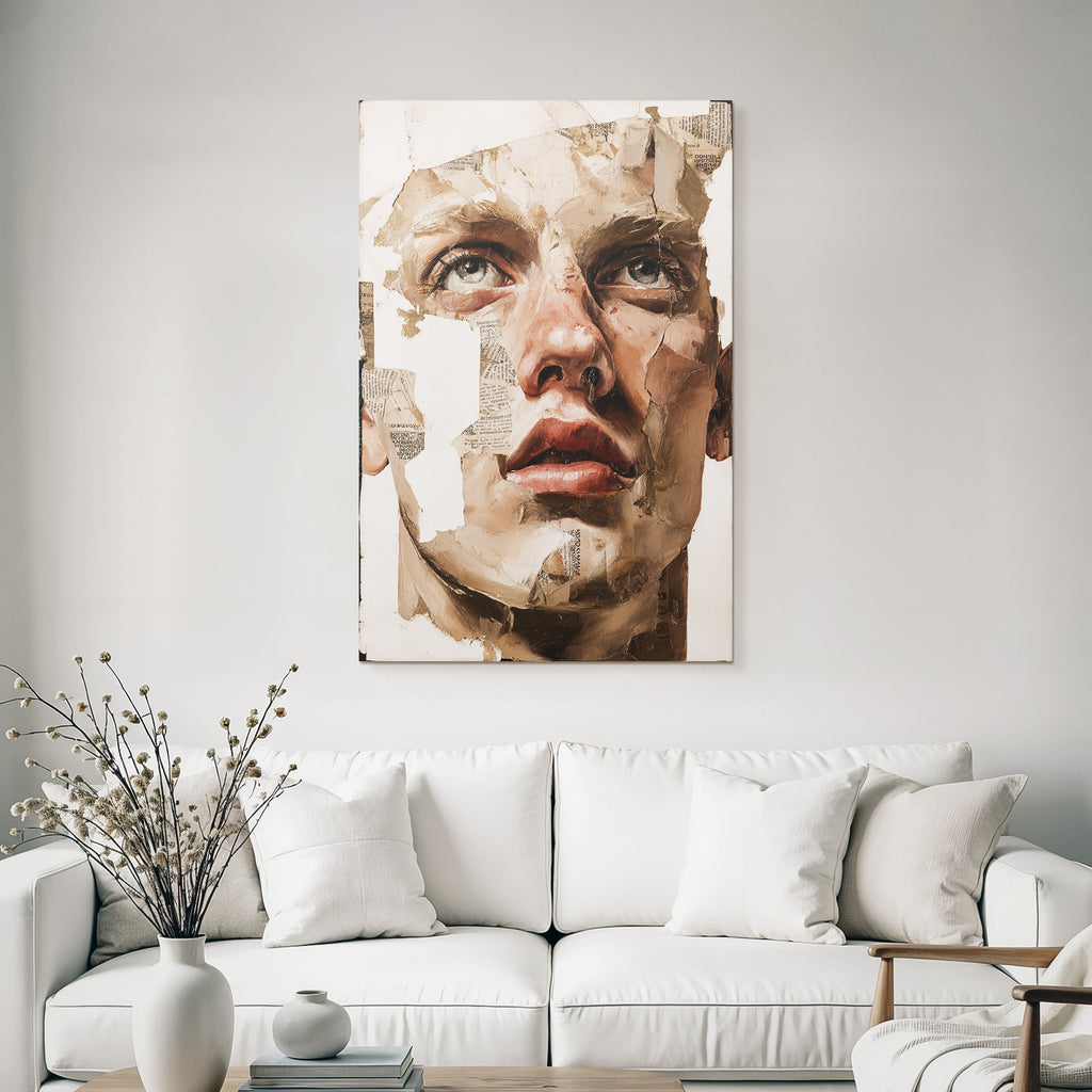 Gemischte Media Portraet Menschliches Gesicht Collage Kunst