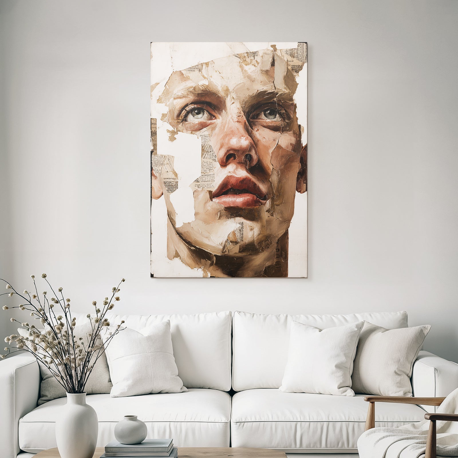 Gemischte Media Portraet Menschliches Gesicht Collage Kunst