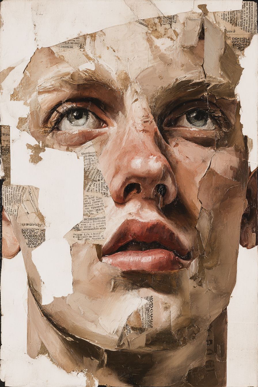 Gemischte Media Portraet Menschliches Gesicht Collage Kunst | Fine Art und Malerei | Kunstgattungen