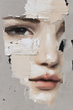 Kuenstlerische Darstellung Eines Gesichts Mit Texturierten Bruschstrichen | Fine Art und Malerei | Kunstgattungen