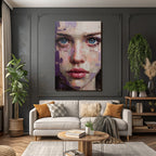 Kuenstlerische Portraet Einer Person Mit Blauen Augen Texuriert