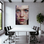 Kuenstlerische Portraet Einer Person Mit Blauen Augen Texuriert