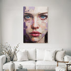 Kuenstlerische Portraet Einer Person Mit Blauen Augen Texuriert