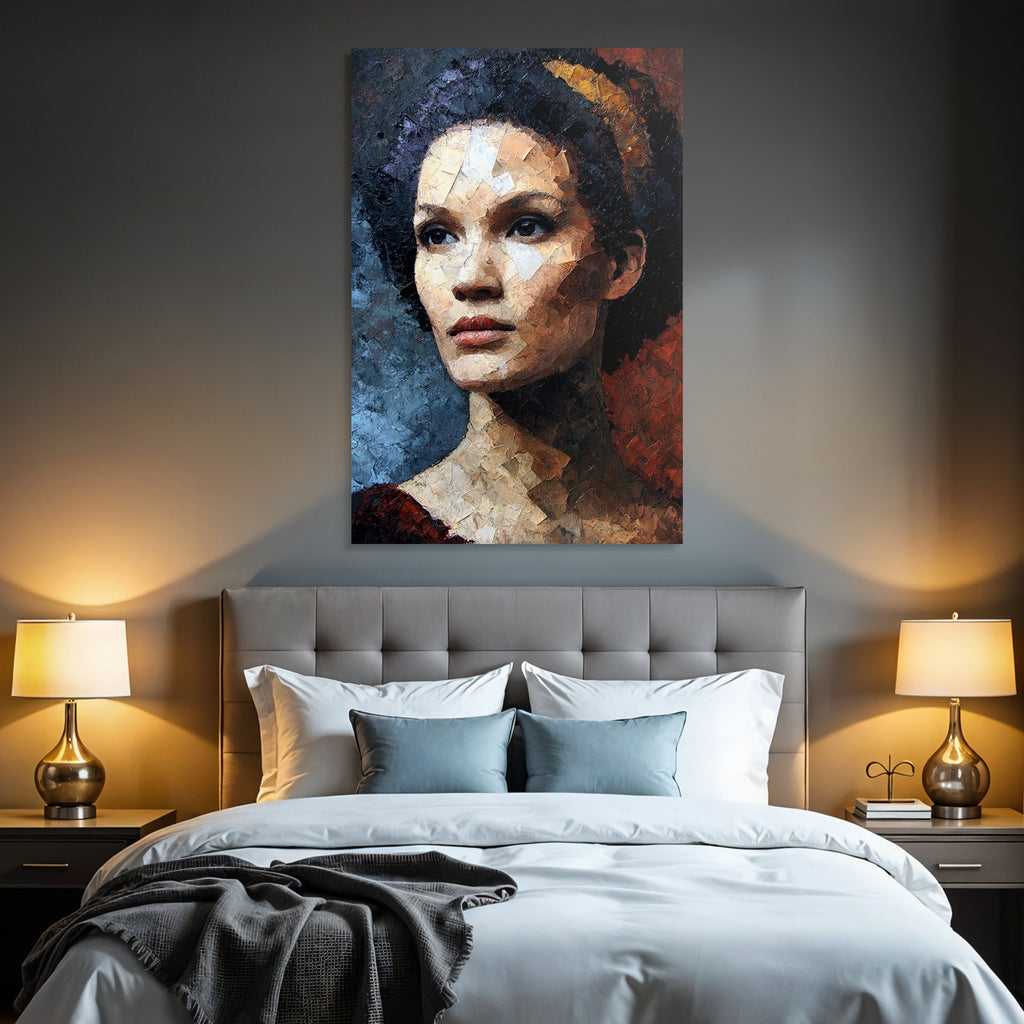 Kuenstlerisches Portraet Frau Mit Kopfbinde Impasto Technik