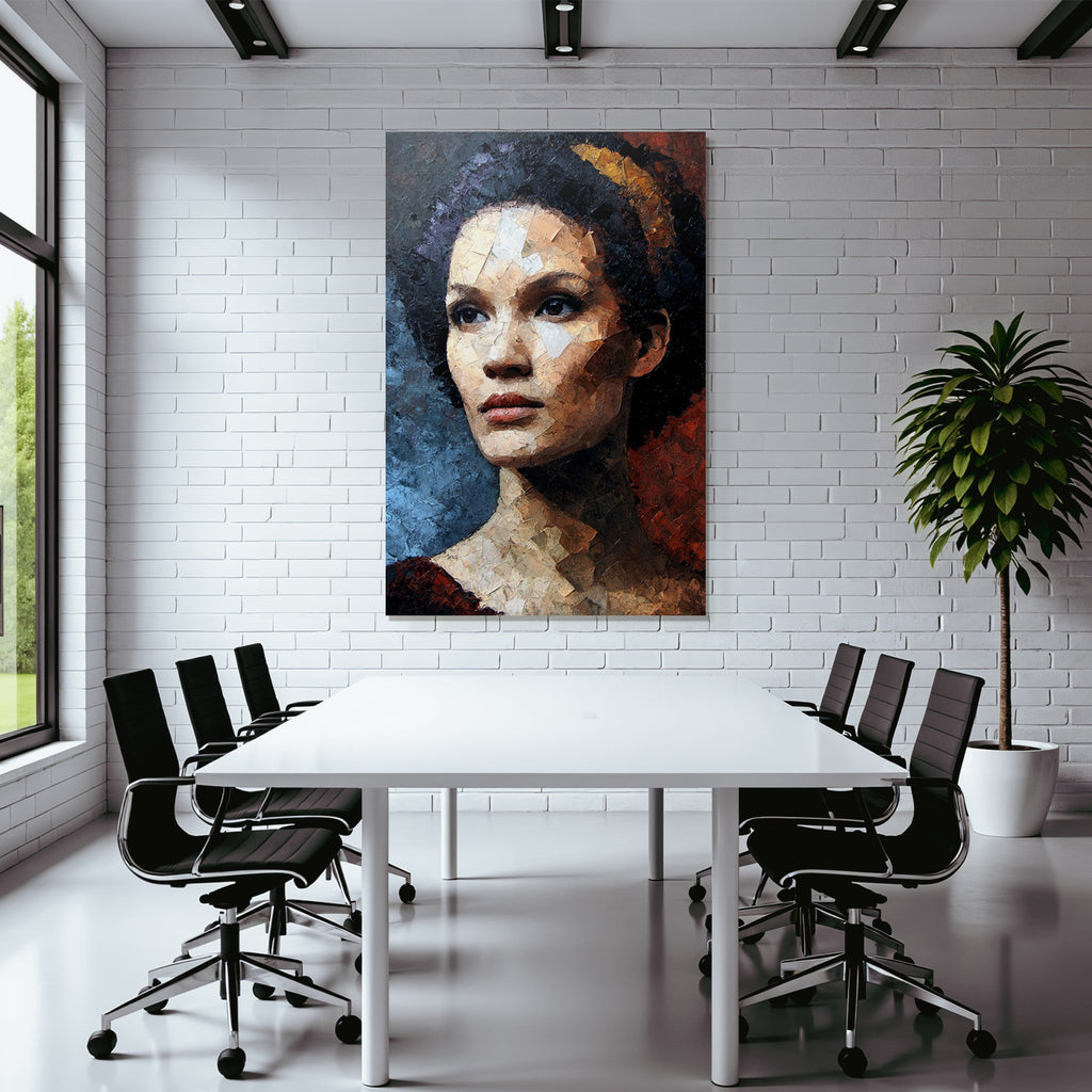 Kuenstlerisches Portraet Frau Mit Kopfbinde Impasto Technik