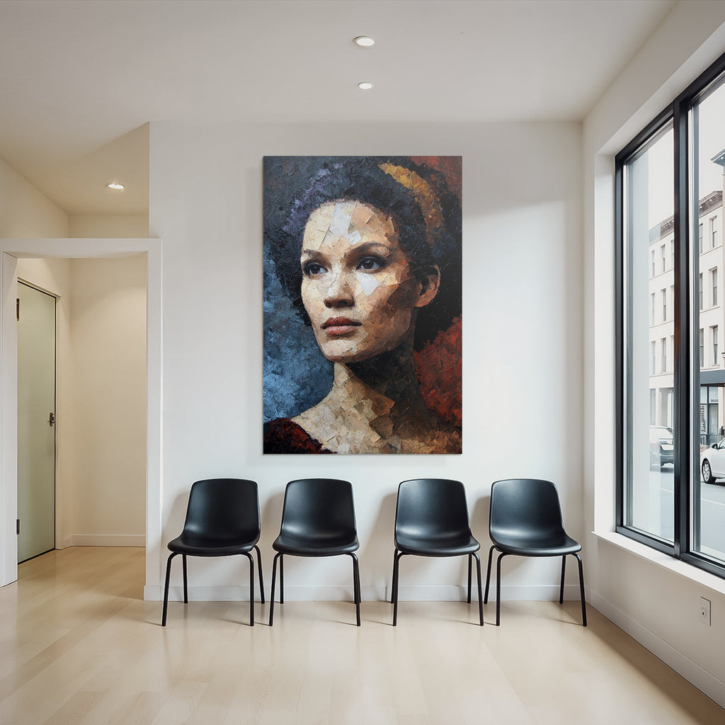 Kuenstlerisches Portraet Frau Mit Kopfbinde Impasto Technik