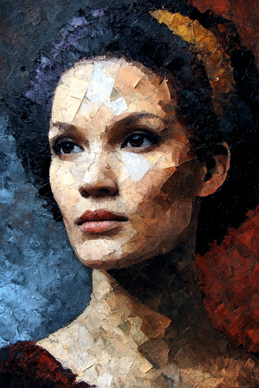 Kuenstlerisches Portraet Frau Mit Kopfbinde Impasto Technik | Fine Art und Malerei | Kunstgattungen