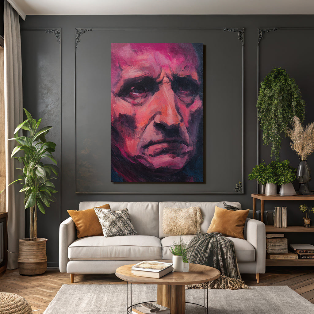 Mannes Ganznah Intensiver Ausdruck Aquarell Malerei
