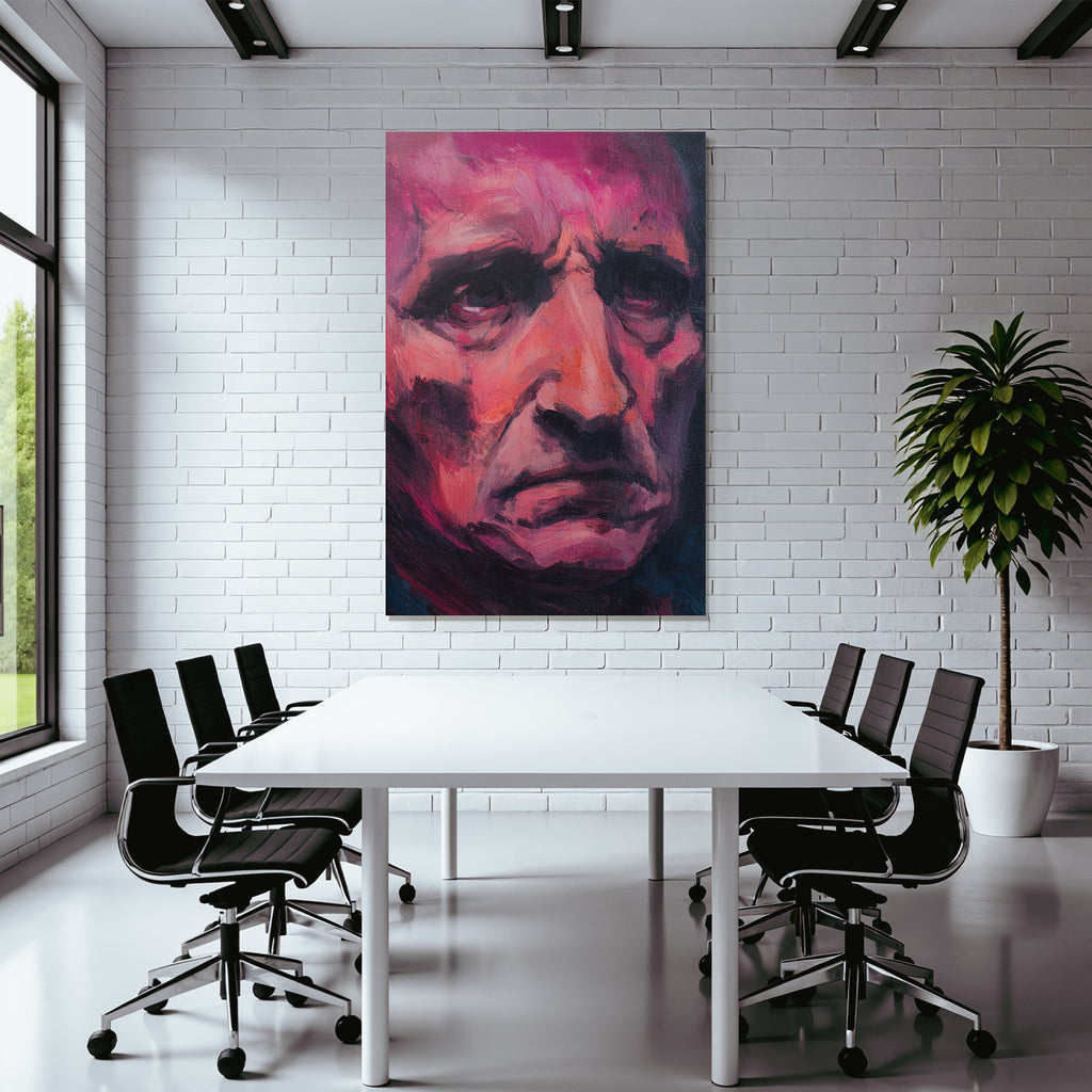 Mannes Ganznah Intensiver Ausdruck Aquarell Malerei
