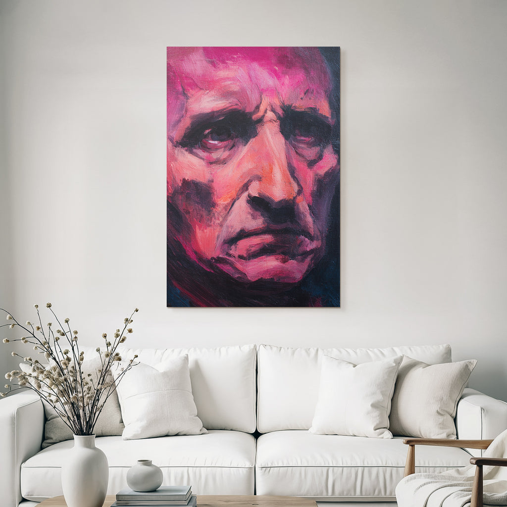 Mannes Ganznah Intensiver Ausdruck Aquarell Malerei