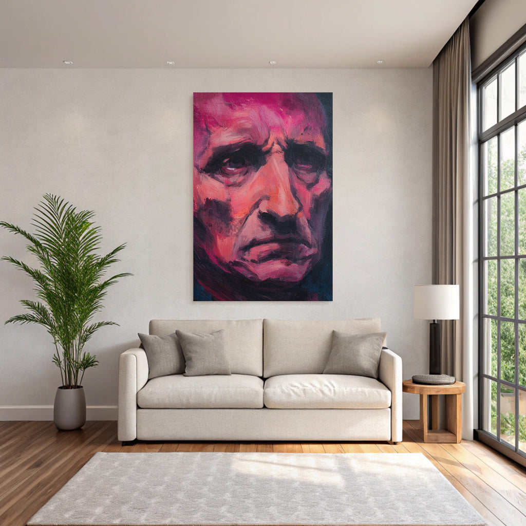 Mannes Ganznah Intensiver Ausdruck Aquarell Malerei