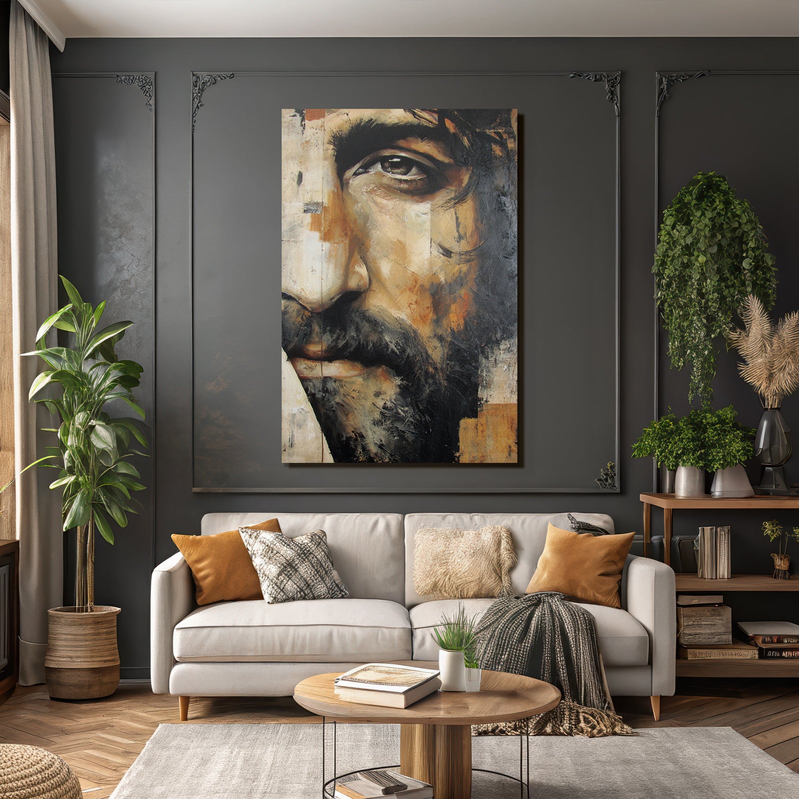 Nahaufnahme Gemaelde Portraet Emotionale Ausdruck Intensive Blick