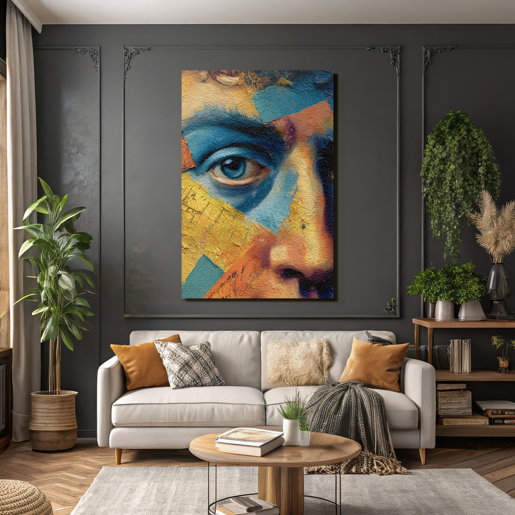 Nahaufnahme Kuenstlerische Darstellung Eines Gesichts Mit Augen Fokus