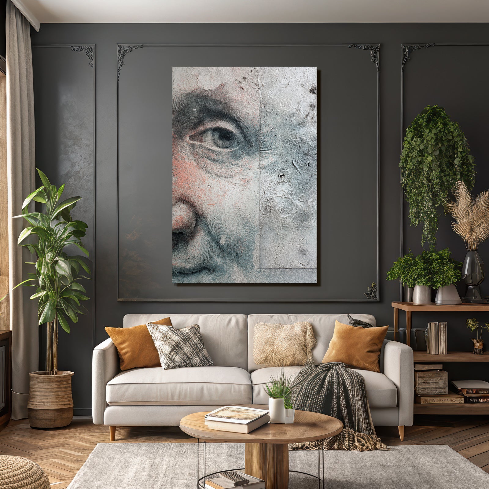 Nahaufnahme Kunstwerk Des Faces Mit Texturen Und Farben