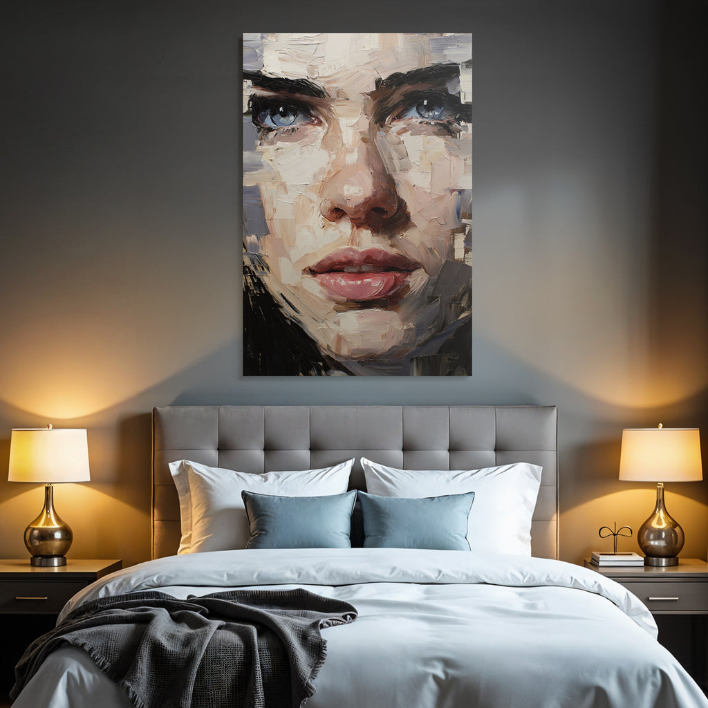 Nahaufnahme Portrait Mit Ausdrucksvoller Pinselfuehrung