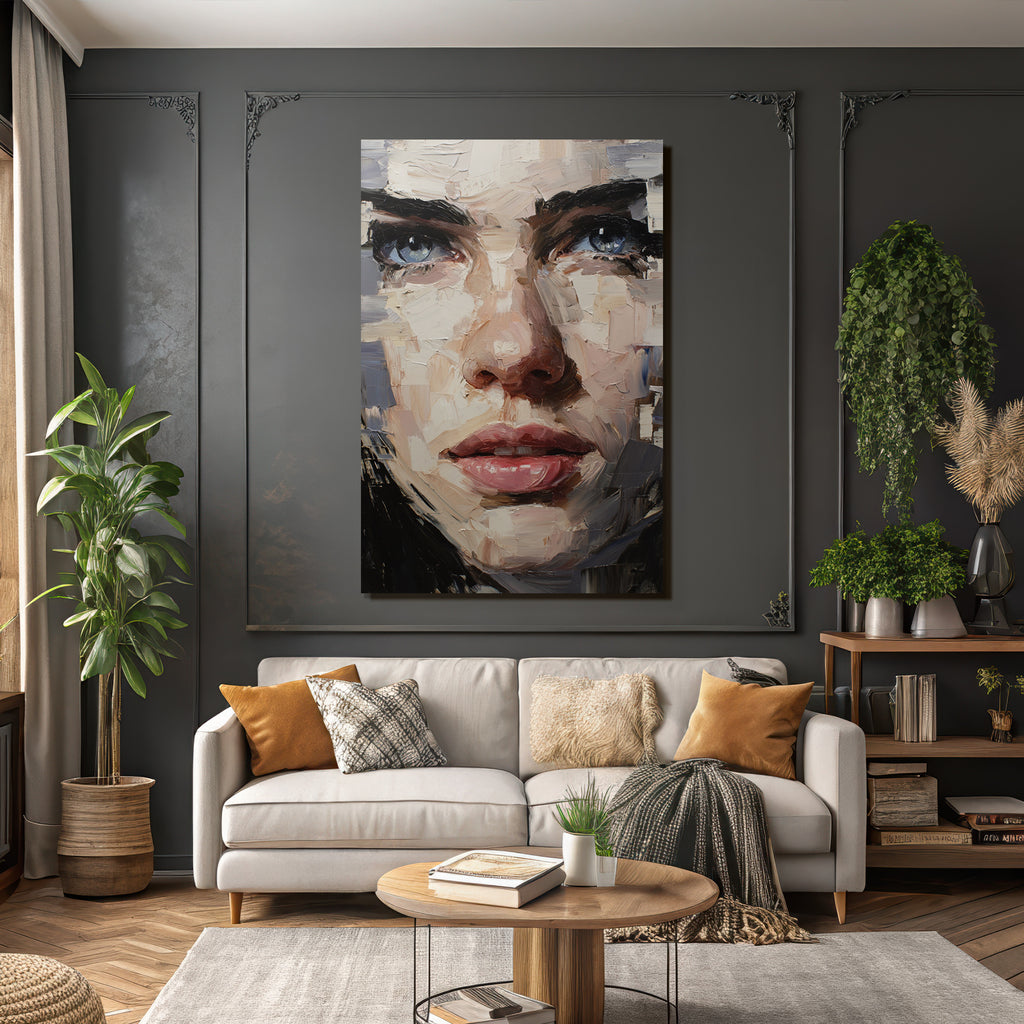 Nahaufnahme Portrait Mit Ausdrucksvoller Pinselfuehrung