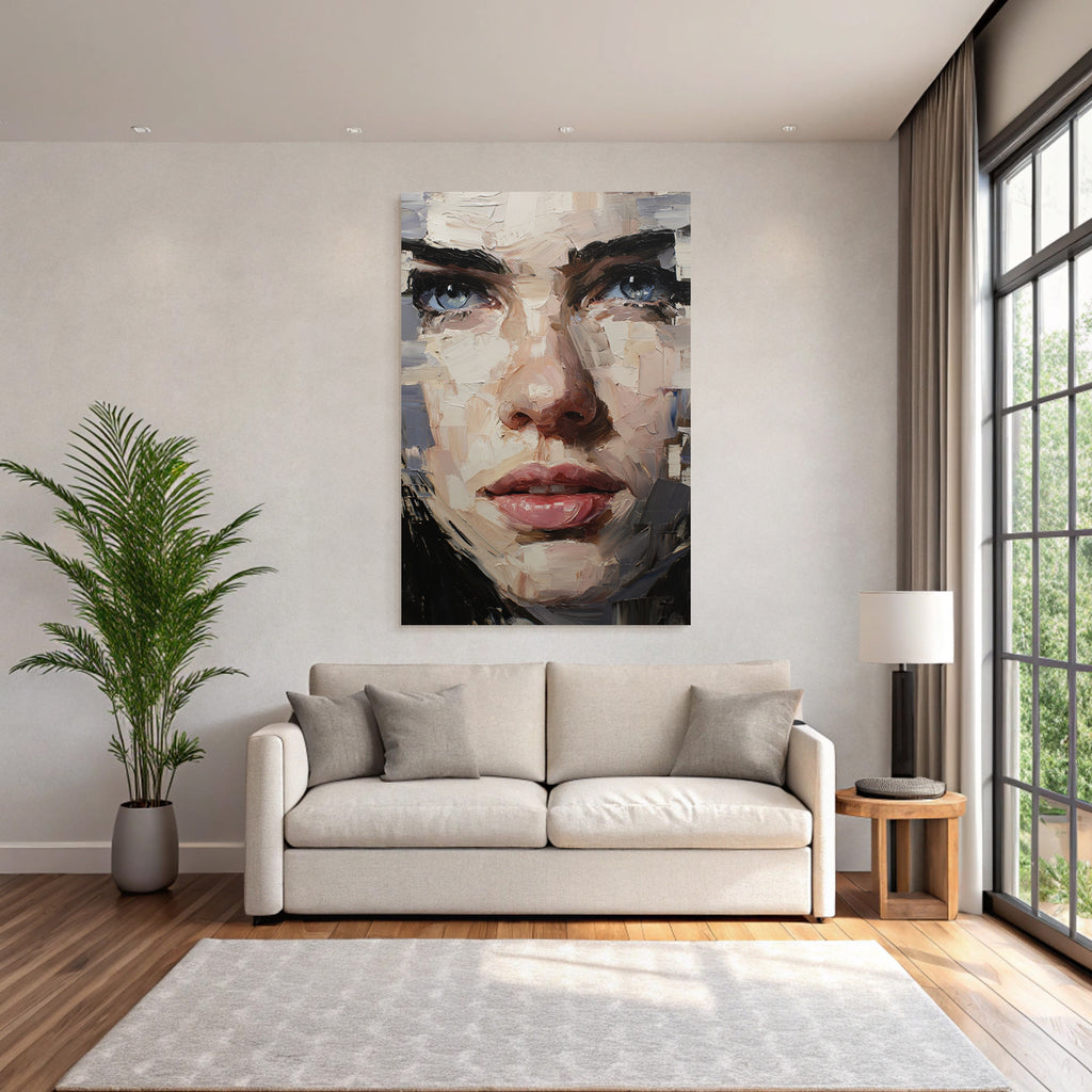 Nahaufnahme Portrait Mit Ausdrucksvoller Pinselfuehrung