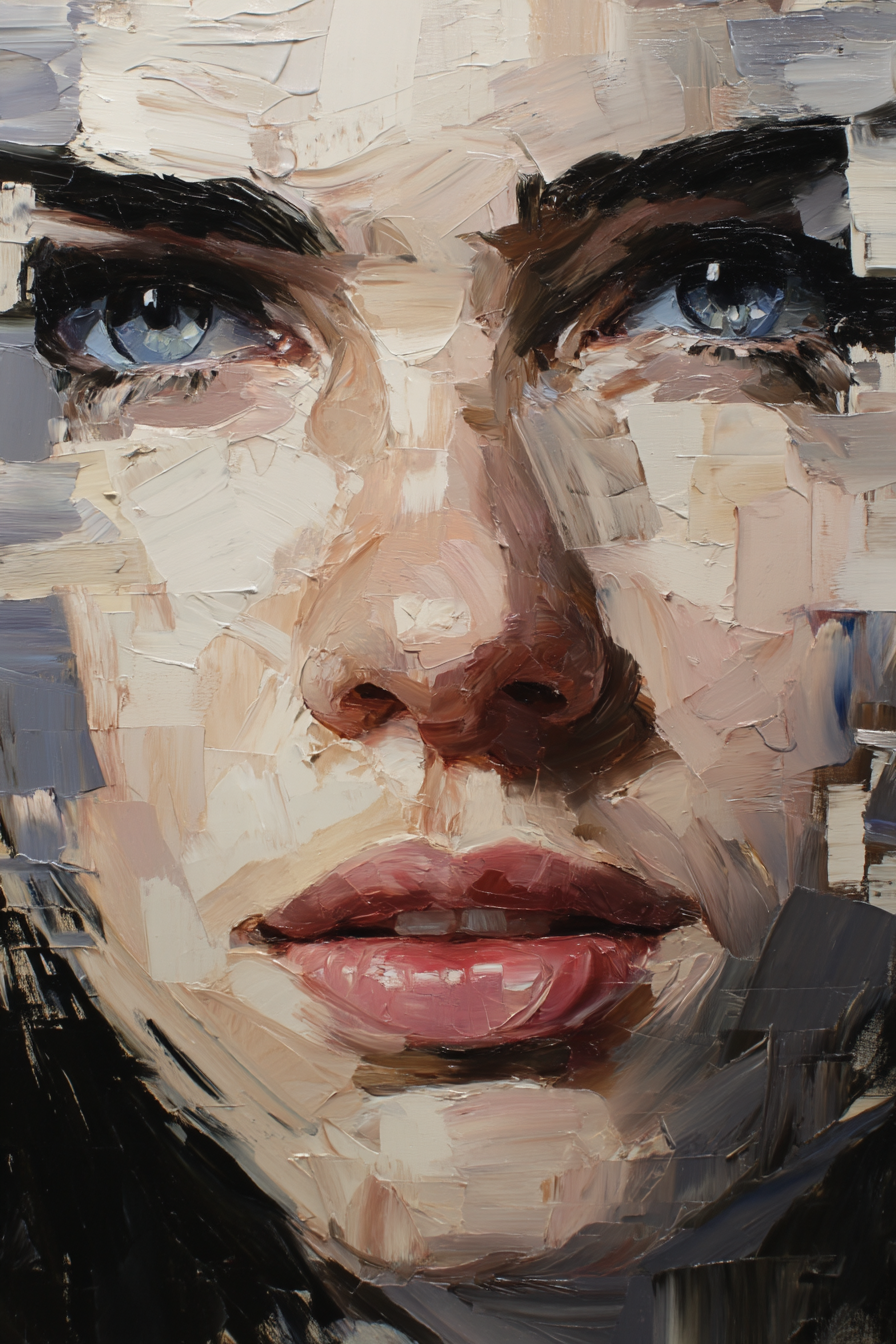 Nahaufnahme Portrait Mit Ausdrucksvoller Pinselfuehrung | Fine Art und Malerei | Kunstgattungen