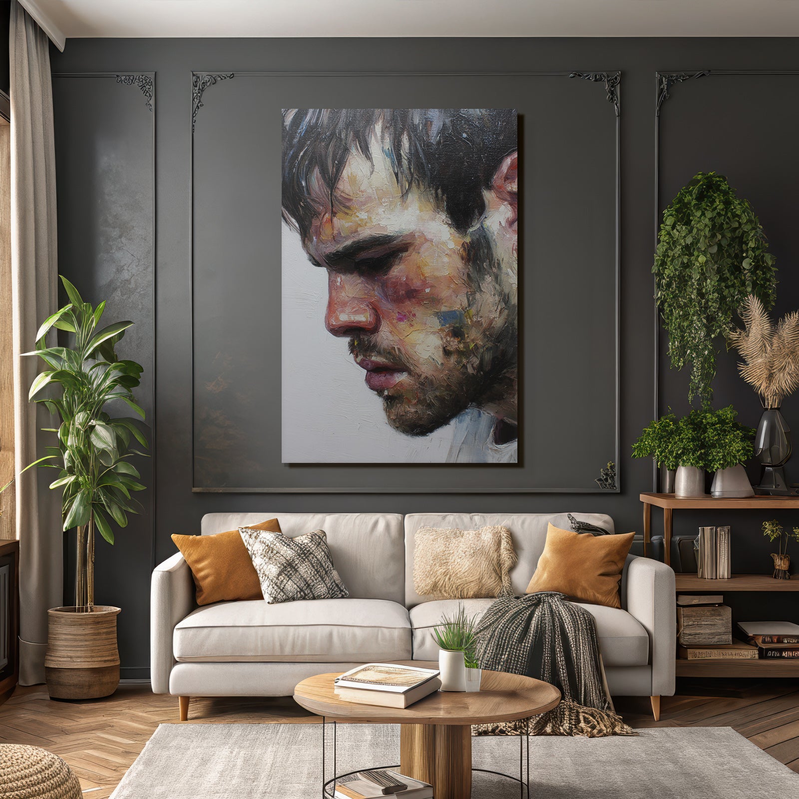 Portraet Engesicht Profil Detailierte Merkmale Komplexe Farbe Texture