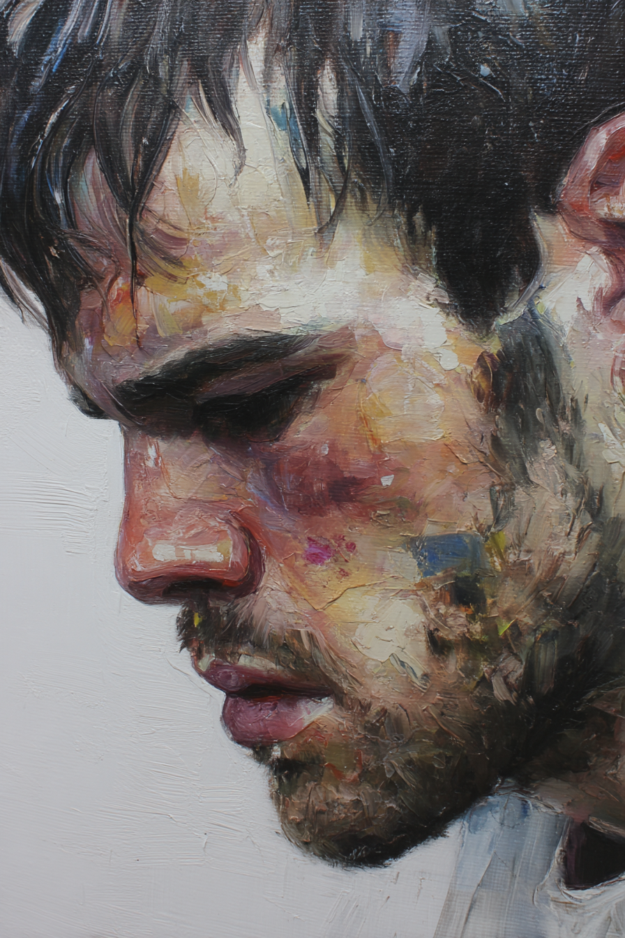 Portraet Engesicht Profil Detailierte Merkmale Komplexe Farbe Texture | Fine Art und Malerei | Kunstgattungen