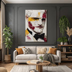 Stylisierte Portraet Mit Bow Tie In Bunten Farben Und Abstrakter Stil