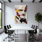 Stylisierte Portraet Mit Bow Tie In Bunten Farben Und Abstrakter Stil