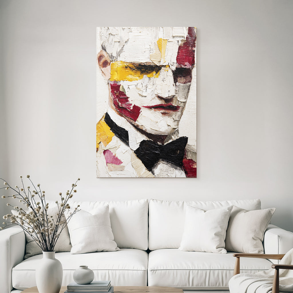 Stylisierte Portraet Mit Bow Tie In Bunten Farben Und Abstrakter Stil