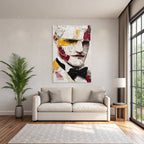 Stylisierte Portraet Mit Bow Tie In Bunten Farben Und Abstrakter Stil