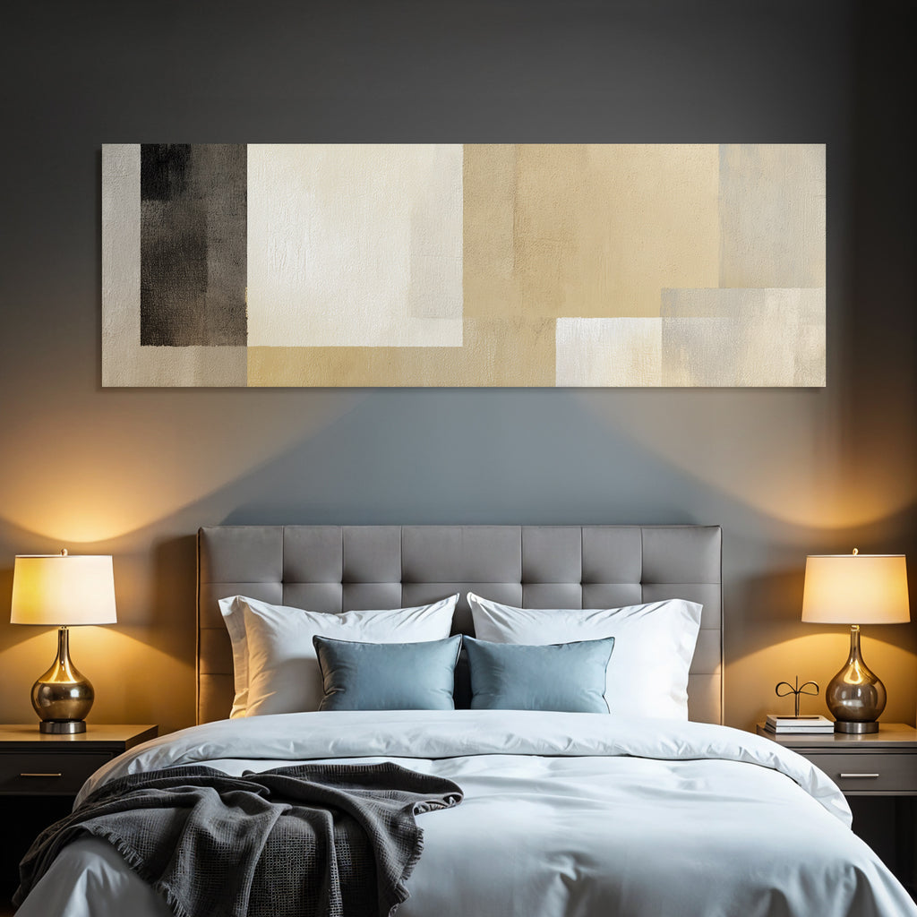 Abstracte Kunst Beige Grau Und Weiss Rechteckige Formen