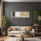 Abstracte Kunst Beige Grau Und Weiss Rechteckige Formen