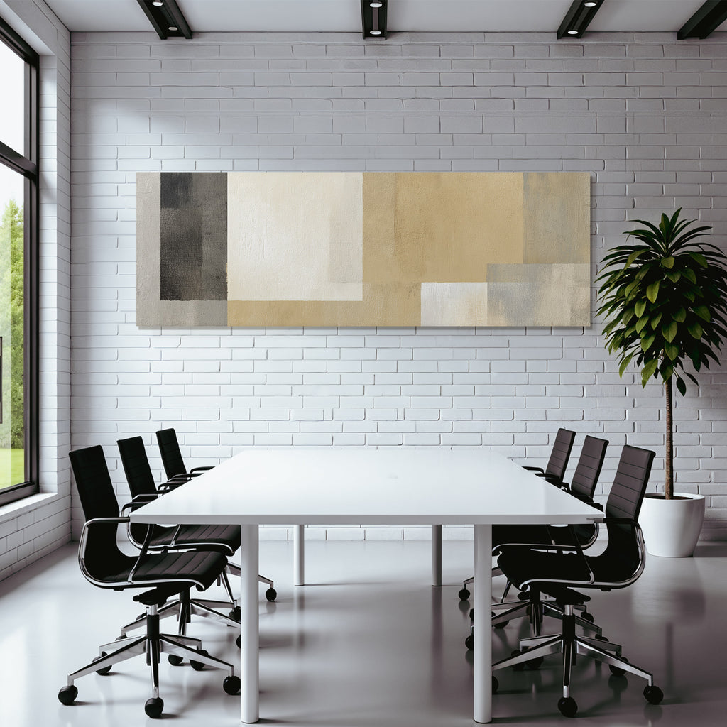 Abstracte Kunst Beige Grau Und Weiss Rechteckige Formen