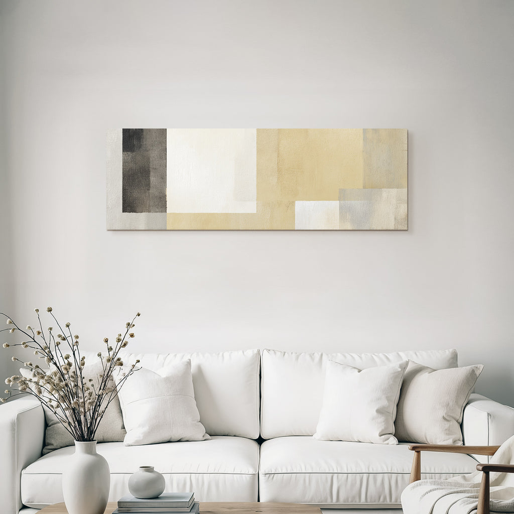 Abstracte Kunst Beige Grau Und Weiss Rechteckige Formen