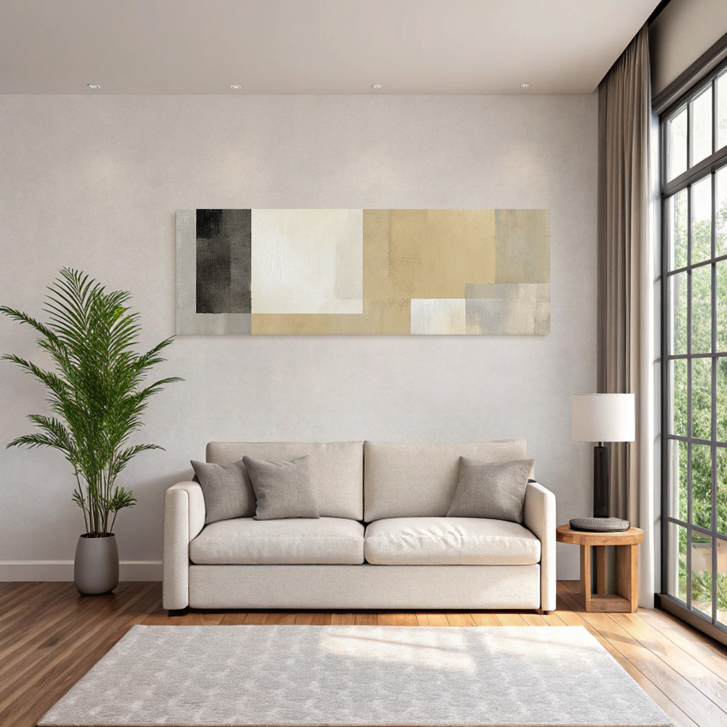 Abstracte Kunst Beige Grau Und Weiss Rechteckige Formen
