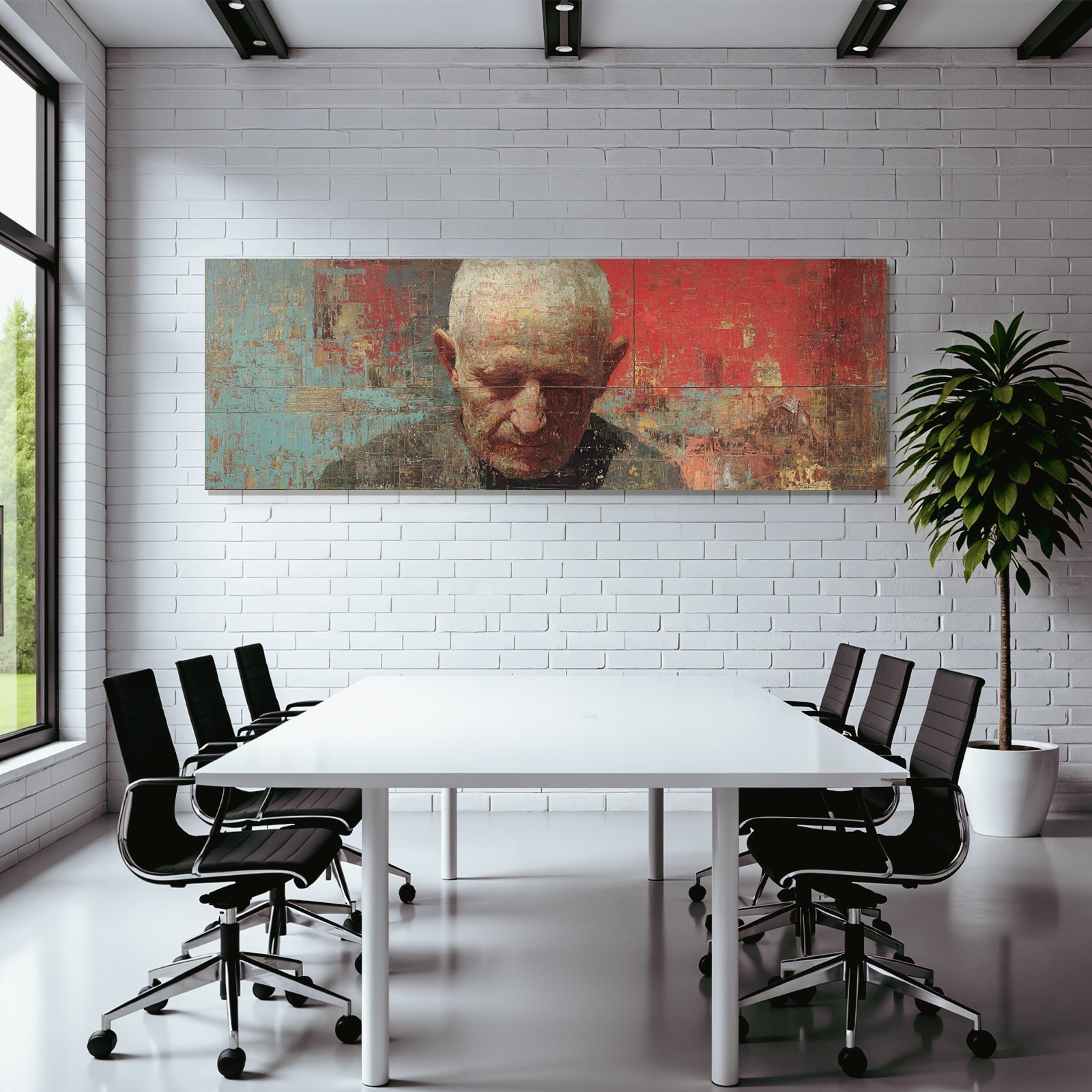 Abstractes Portraet Reflektierende Person Mit Reichem Hintergrund