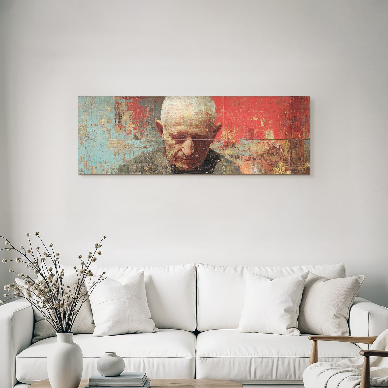 Abstractes Portraet Reflektierende Person Mit Reichem Hintergrund