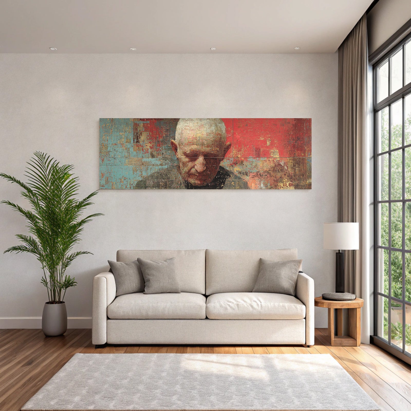 Abstractes Portraet Reflektierende Person Mit Reichem Hintergrund