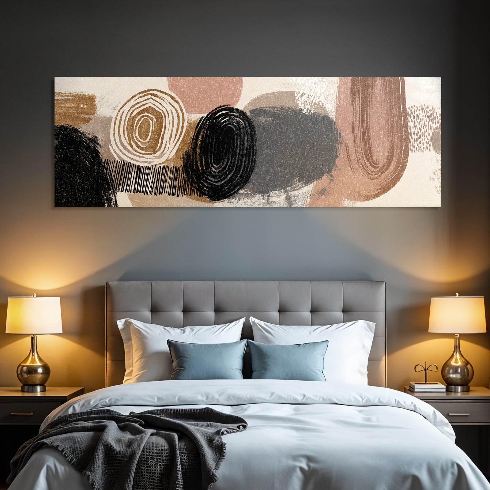 Abstrakte Kunst Runde Formen Braun Beige Rosa Minimalismus