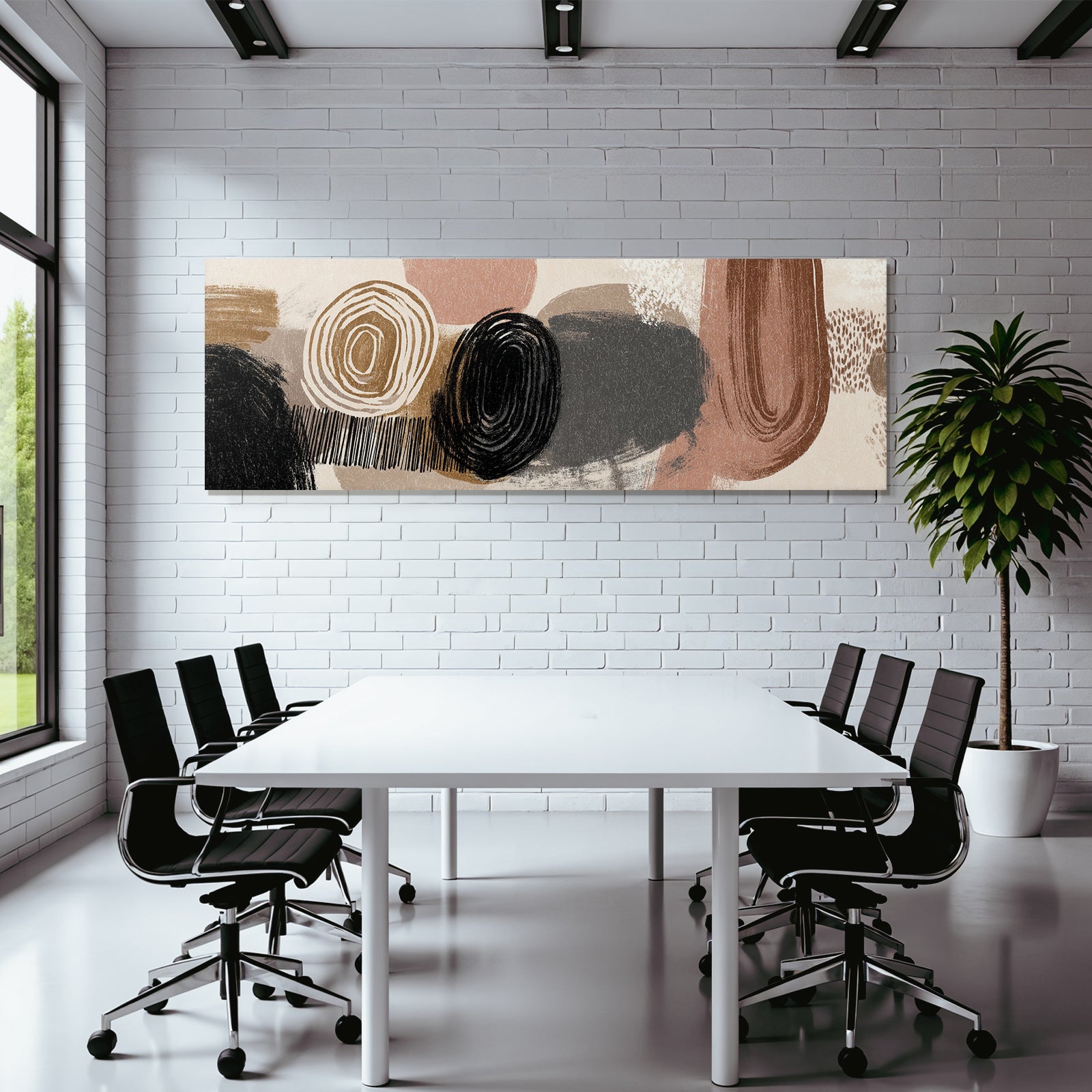 Abstrakte Kunst Runde Formen Braun Beige Rosa Minimalismus