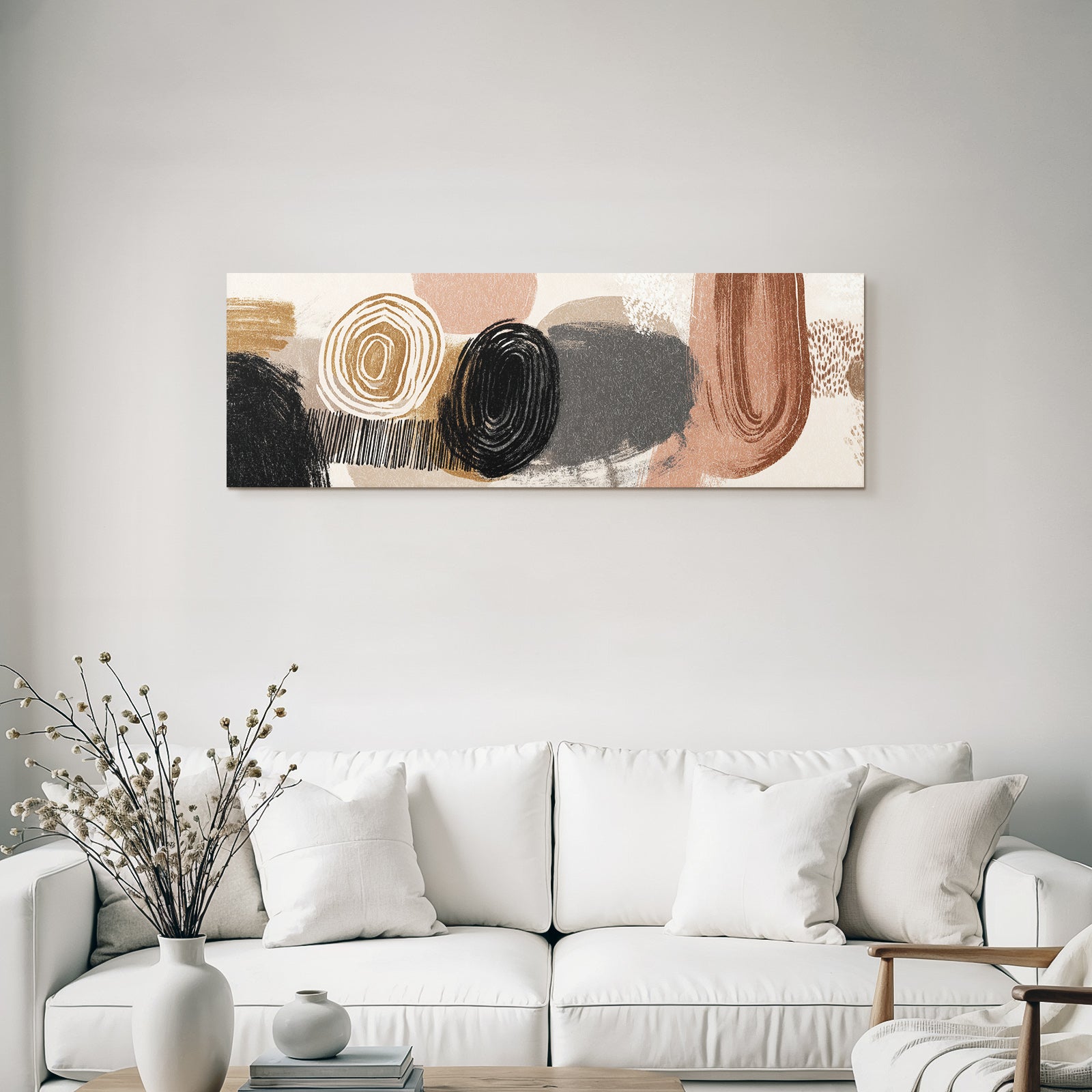 Abstrakte Kunst Runde Formen Braun Beige Rosa Minimalismus