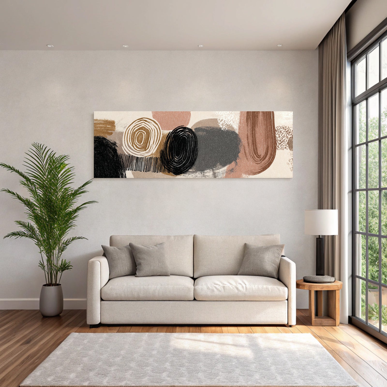Abstrakte Kunst Runde Formen Braun Beige Rosa Minimalismus